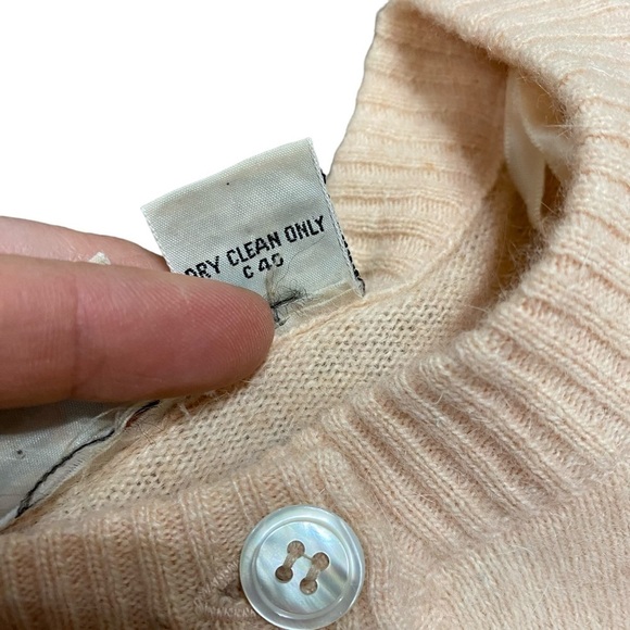 Vintage Liz Claiborne Lambswool Angora Blush Pink Long Lined Cardigan Sz Medium - Picture 4 of 6